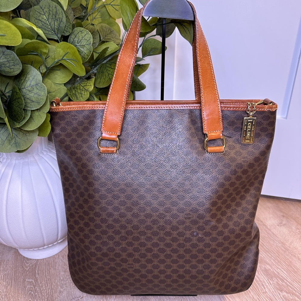 Celine Macadam Leather Tote Bag